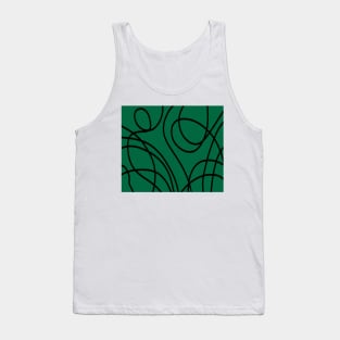 Modern Line Art: Movement in Black and Green Tank Top